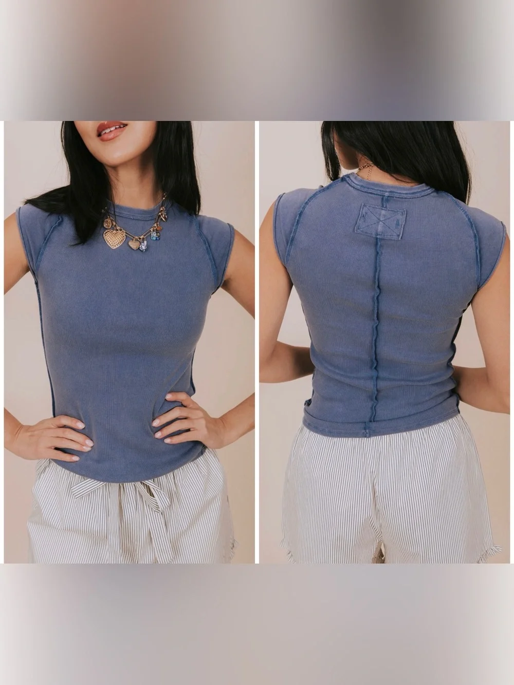 NWOT Free People We The Free Ever Had Tee - vintage indigo blue - Small